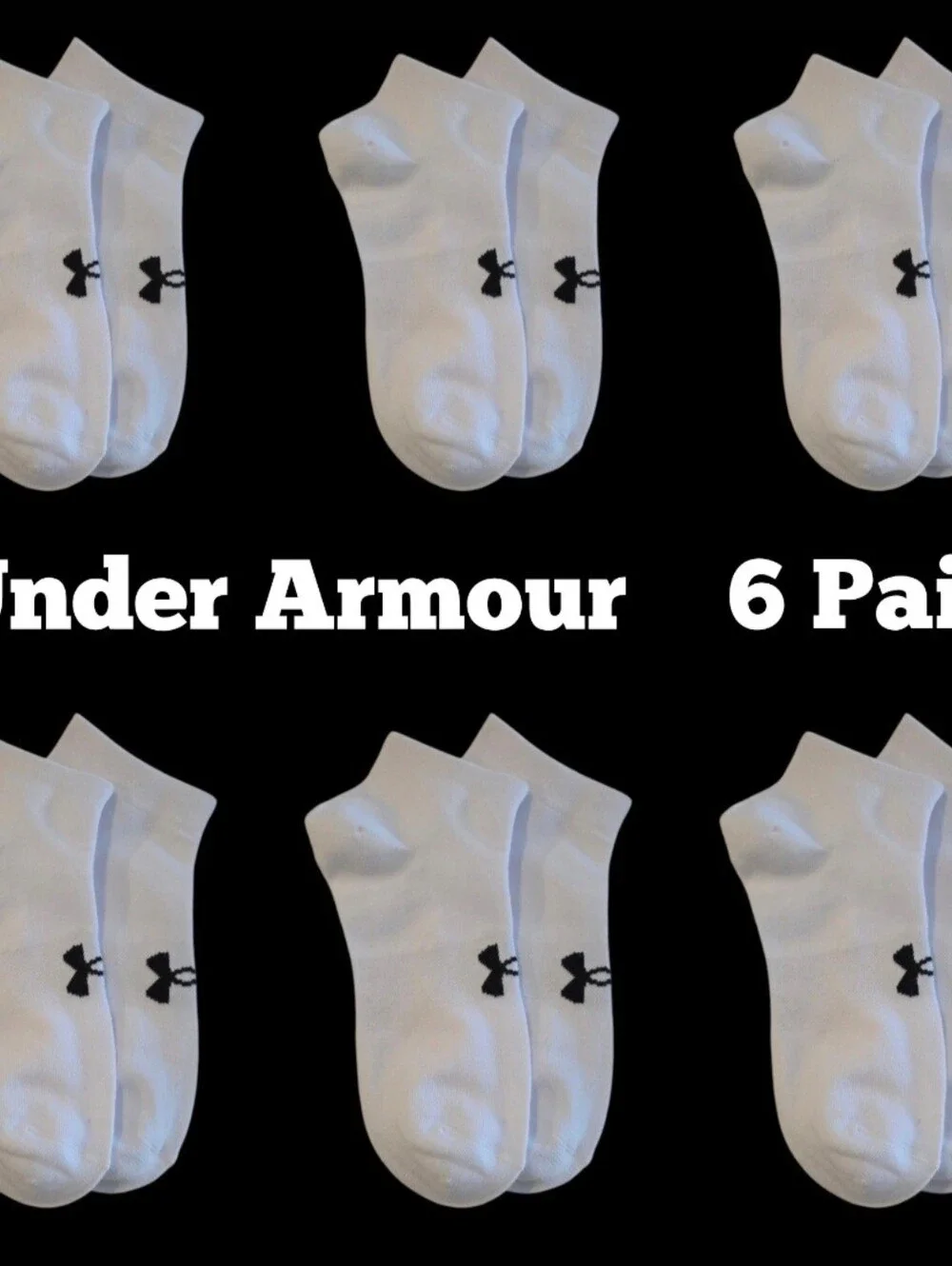 Under Armour Training No Show Socks BNWT White Black Logo Women's Small